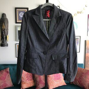 DEBBIE SHUCHAT size 8 Gray Classic Vintage One Button Blazer